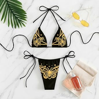 MIKETAI Sexy Bikinis for Women 2 Piece Bikini Spaghetti Strap Swimsuits Solid Color Bathing Swimwear Triangle Bathing Suit