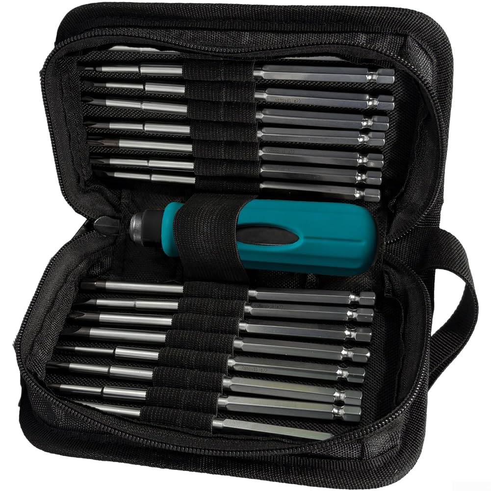 Juego Destornilladores 16 Piezas para acero Resorte para puntas Intercambiables Mango Antideslizante para Reparación Muebles Electrónica Estuche para compacto 17.5cm