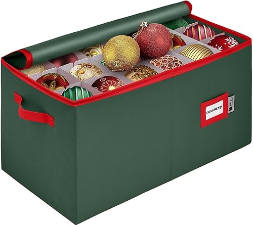 Miniatura 9 de Contenedor de almacenamiento de adornos navideños con divisores, caja almacena adornos de hasta 54-4 pulgadas, con cremallera, conveniente, Gris