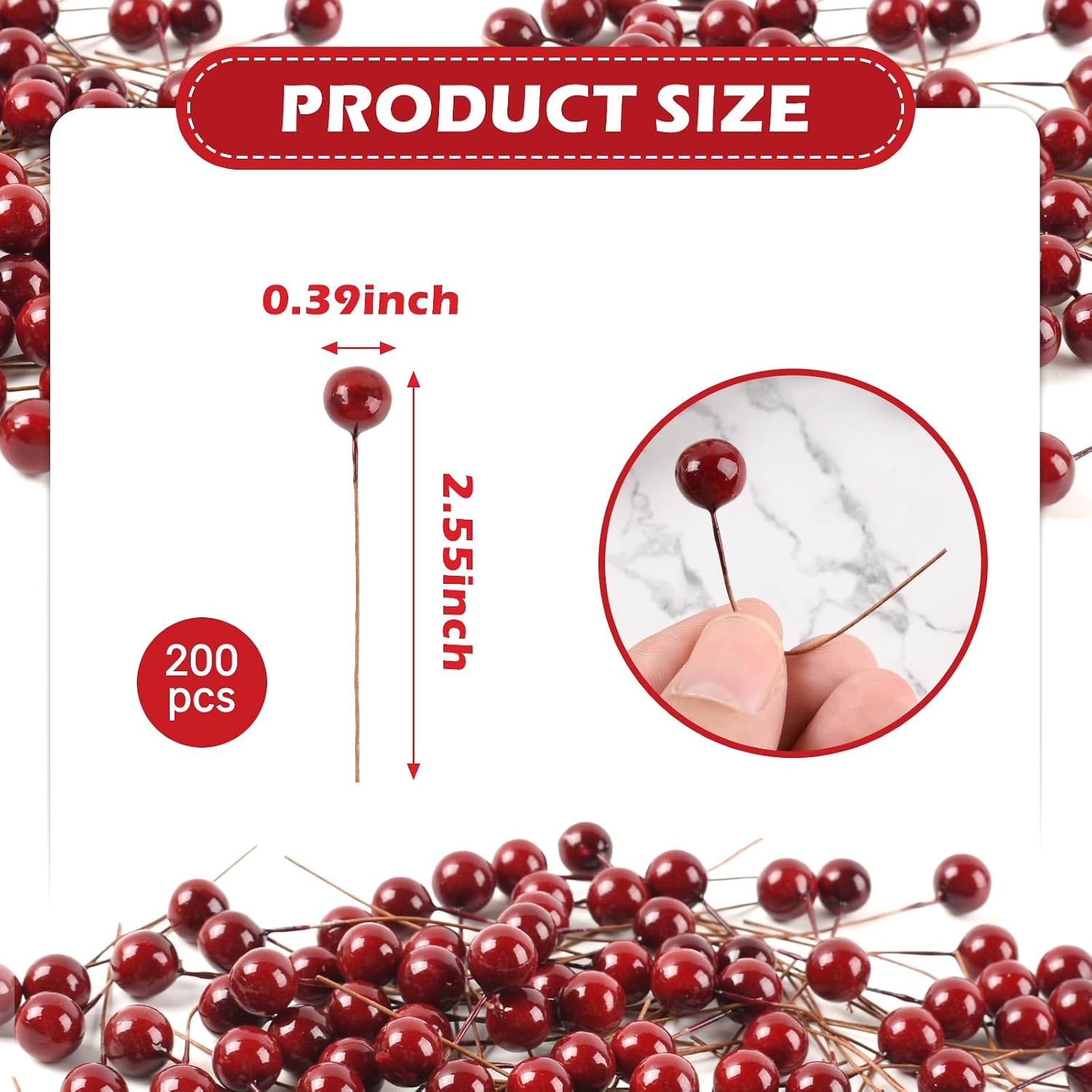 Mini Artificial Berries, 200 Pcs Fake Lifelike Simulation Berry Foam Fruit for Christmas Wreath Ornament DIY Home Decor Photography Props