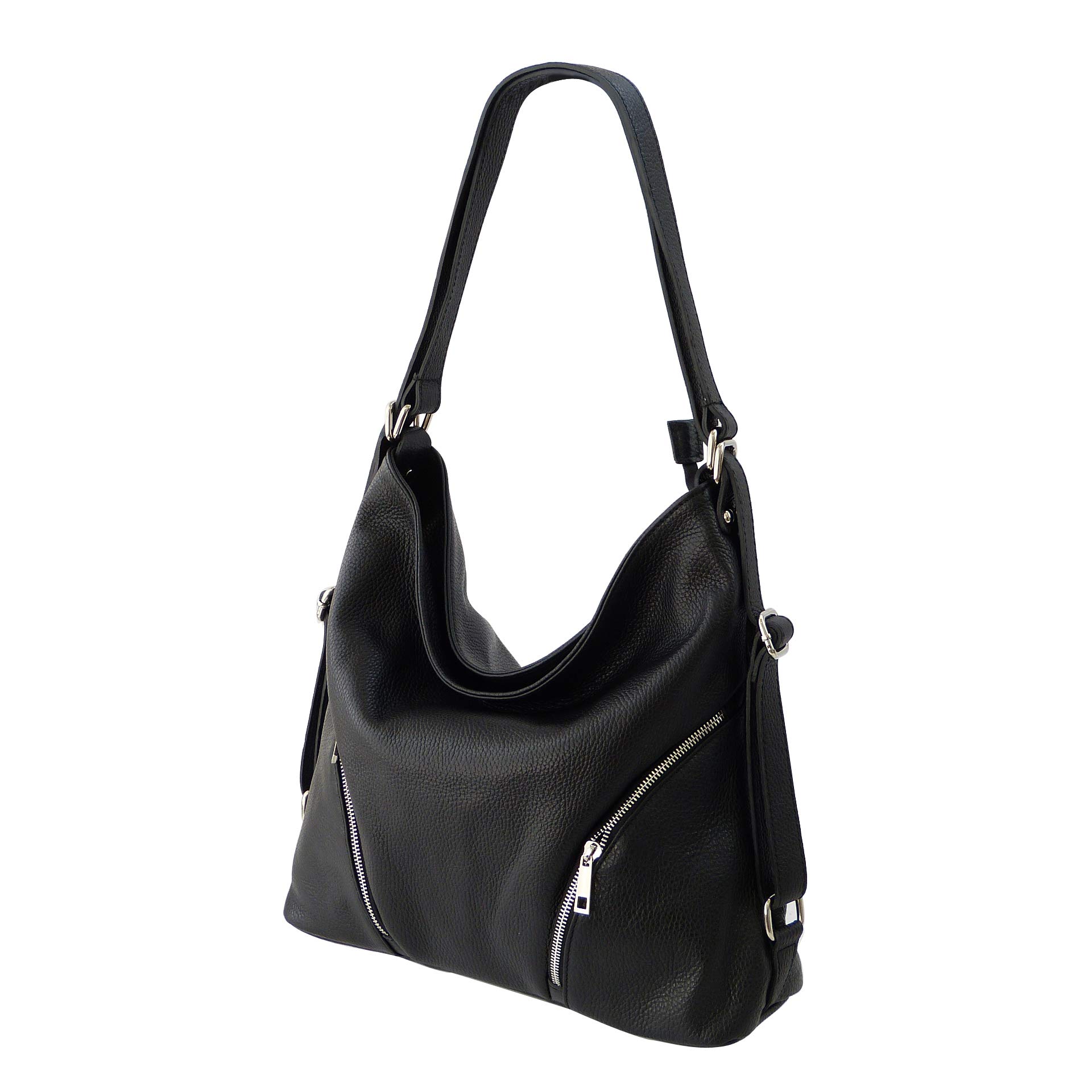 SH Leder 2in1 Handtasche Rucksack Damen Schultertasche Daypack CityRucksack aus Echt genarbt Leder (B 35cm x H 34cm xT 12cm) Sara G689