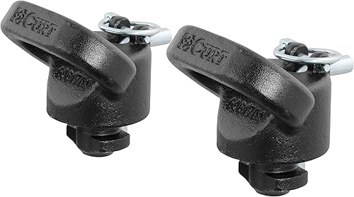 CURT 60617 Anclajes de cadena de seguridad de cuello de cisne con sistema de disco OEM, 30K, Select Ram 2500, 3500, recubrimiento en polvo negro de