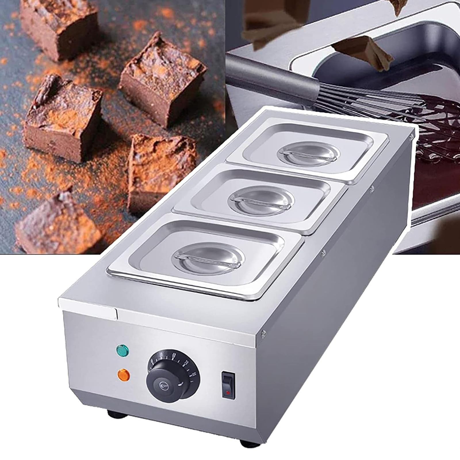 Templadora De Chocolate, Crisol Comercial De Chocolate, 2/3 Tanques Profesional 30-80°C Control De Perilla para Uso DoméStico O De PanaderíA,B
