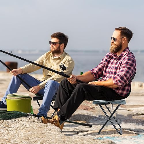 Miniatura 2 de Taburete de camping portátil plegable de 16 pulgadas, resistente, 350 libras, para adultos, taburete de viaje ligero con bolsa de transporte, color