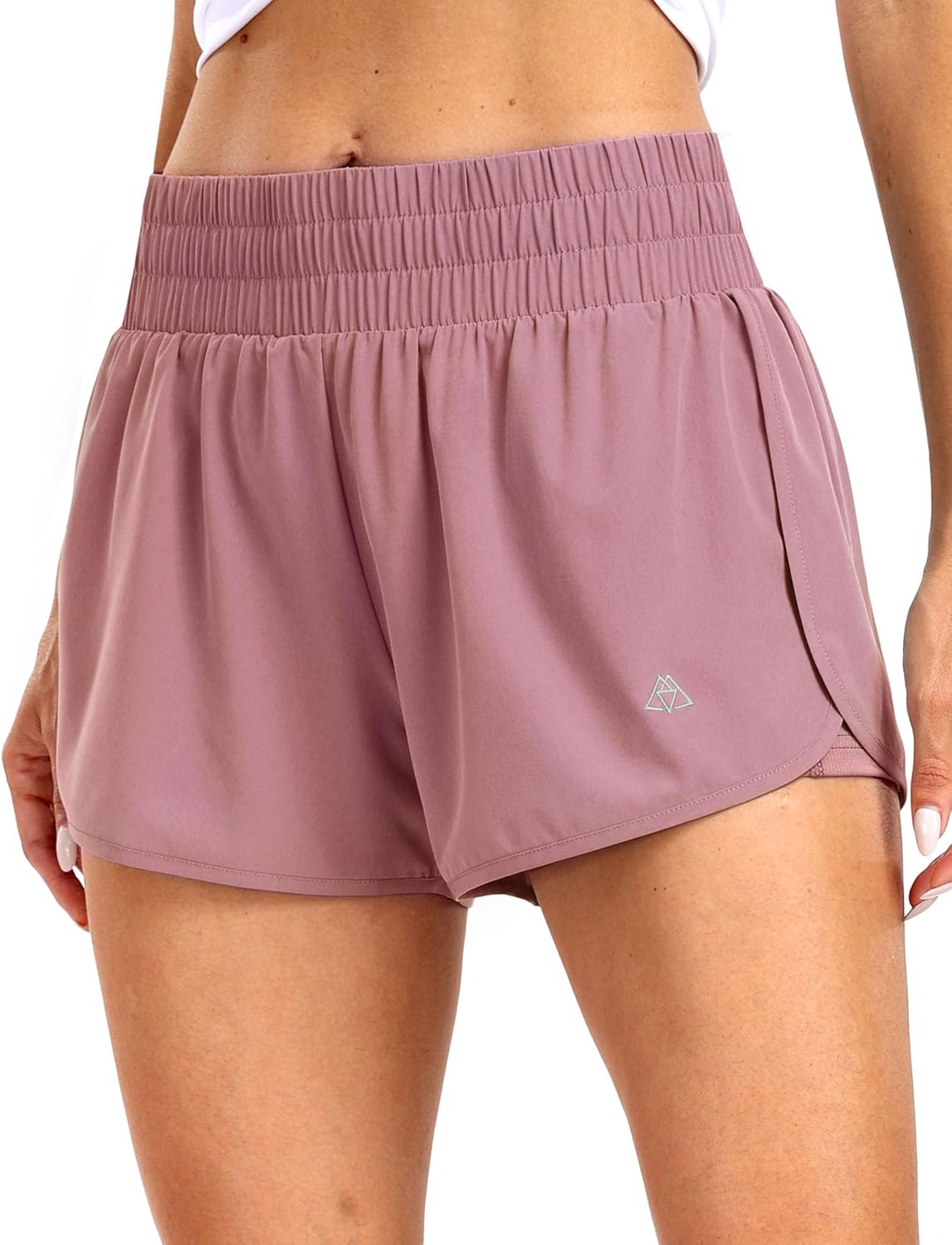 Haimont Women's Running Shorts 2 in 1 High Waisted Athletic Shorts with Drawstring Pockets 3" Compression Liner Shorts - Image 2