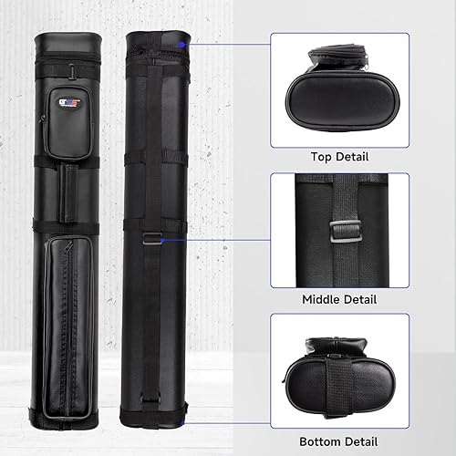 Miniatura 4 de GSE Games & Sports Expert Estuche rígido para taco de billar de 2 x 4, estuche de transporte para 2 palos, capacidad para 2 colas y 4 ejes, estuches