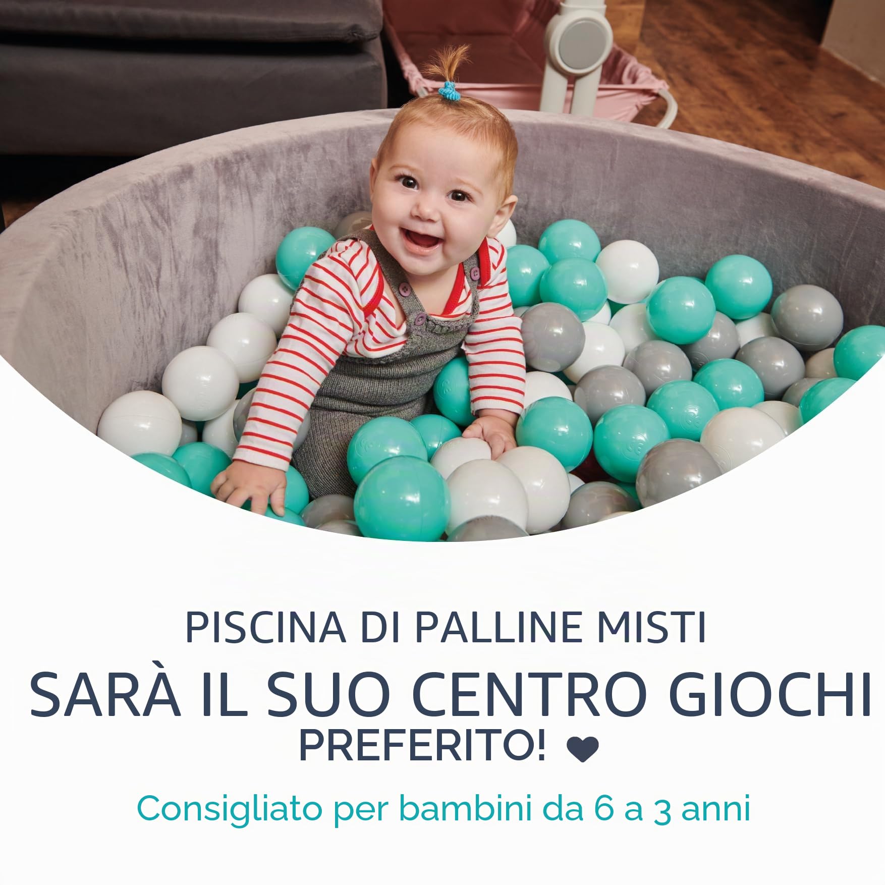 MS BabyWorld – Piscina di Palline Morbida +100 Palline | Piscina con Palline Morbida e Sicura | Parco Giochi Sensoriale per Neonati | Confortevole | Uso Interno