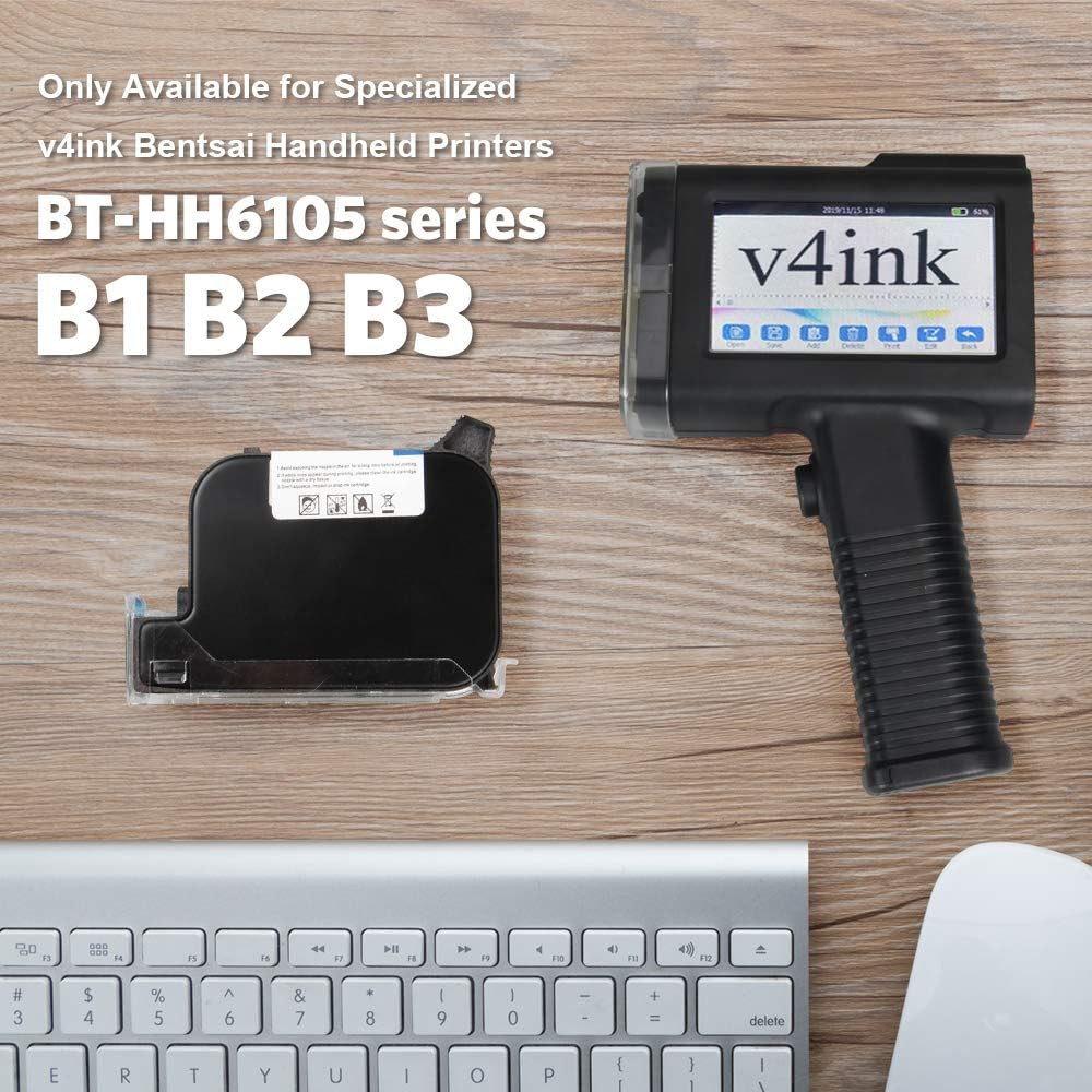 v4ink Bentsai BT-2560N Original Aqueous Water Soluble Ink Cartridge 0.5 Inch Printhead Replacement for Bentsai Handheld Inkjet Printer BT-HH6105B2, BT-HH6105B3 (Black, 1 Pack)