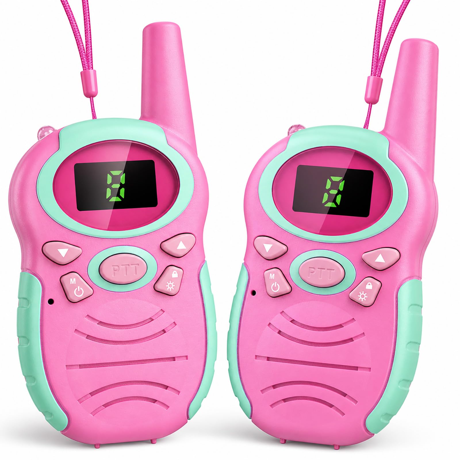 Kids Walkie Talkies Outdoor Toys - 2 Pack Pink Radios for Camping | Up to 3-Mile Range wi…