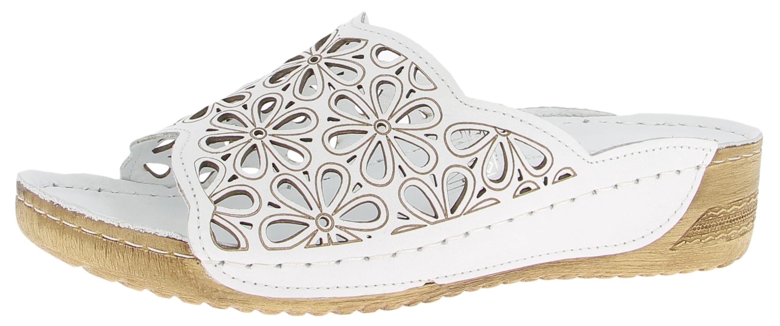 Andrea Conti Women's Mules Flat Slippers, White, 6 UK