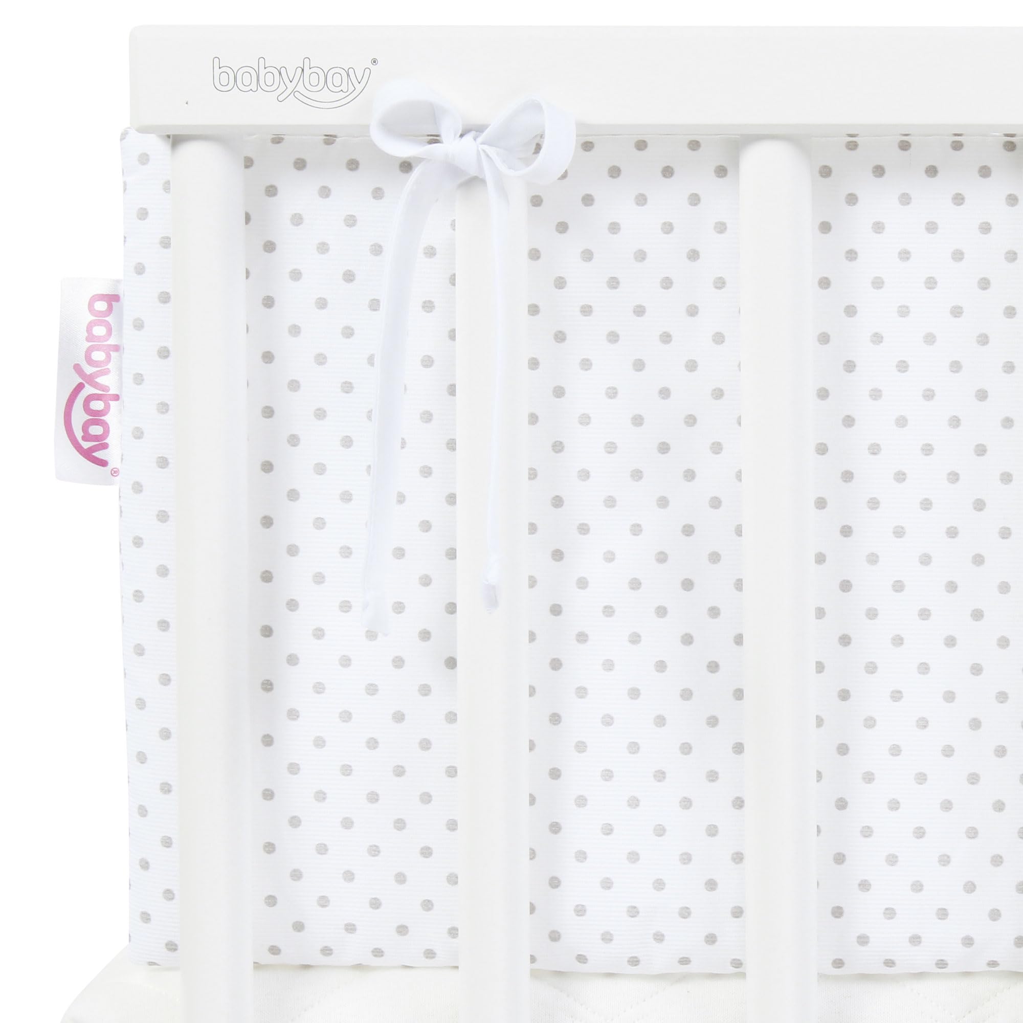 babybay Nestchen Piqué passend für Modell Boxspring XXL, weiß Punkte perlgrau
