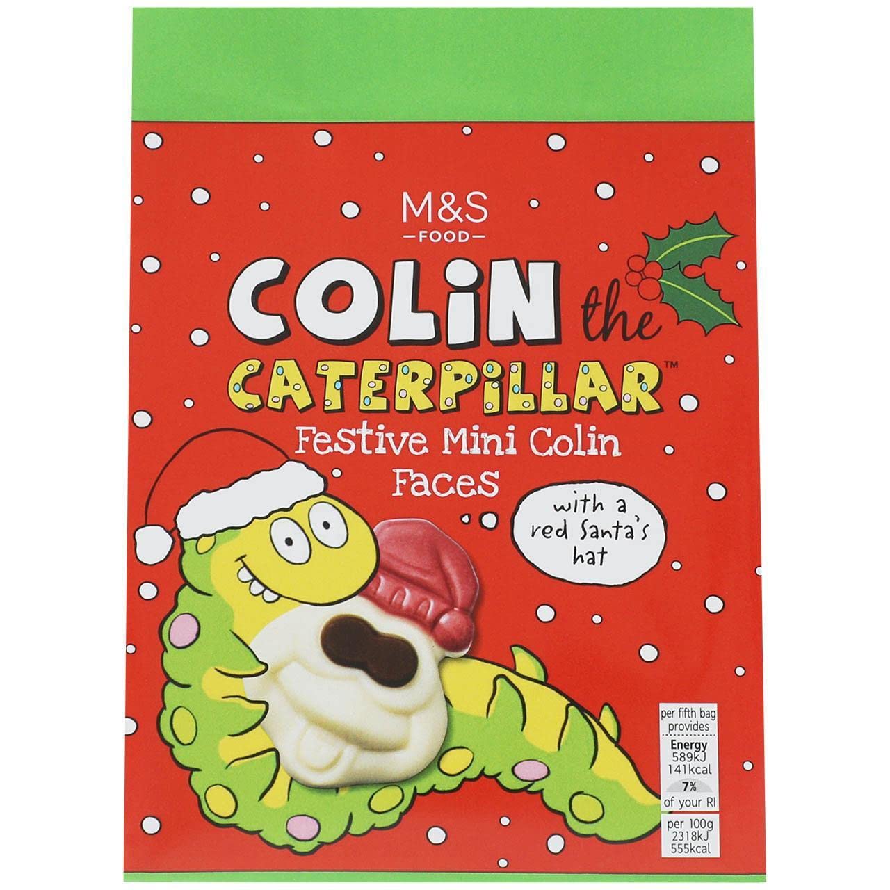 Prime Life M&S Santa Colin the Caterpillar Festive Mini Colin Faces 127g - Pack of 2