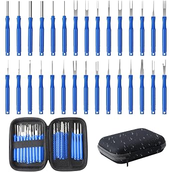 QINGHEC Pack of 30 Terminal Removal Removal Tool, Pin Tool Car Release Tool, Car Cable Plug, Terminal Removal Tool Set with B