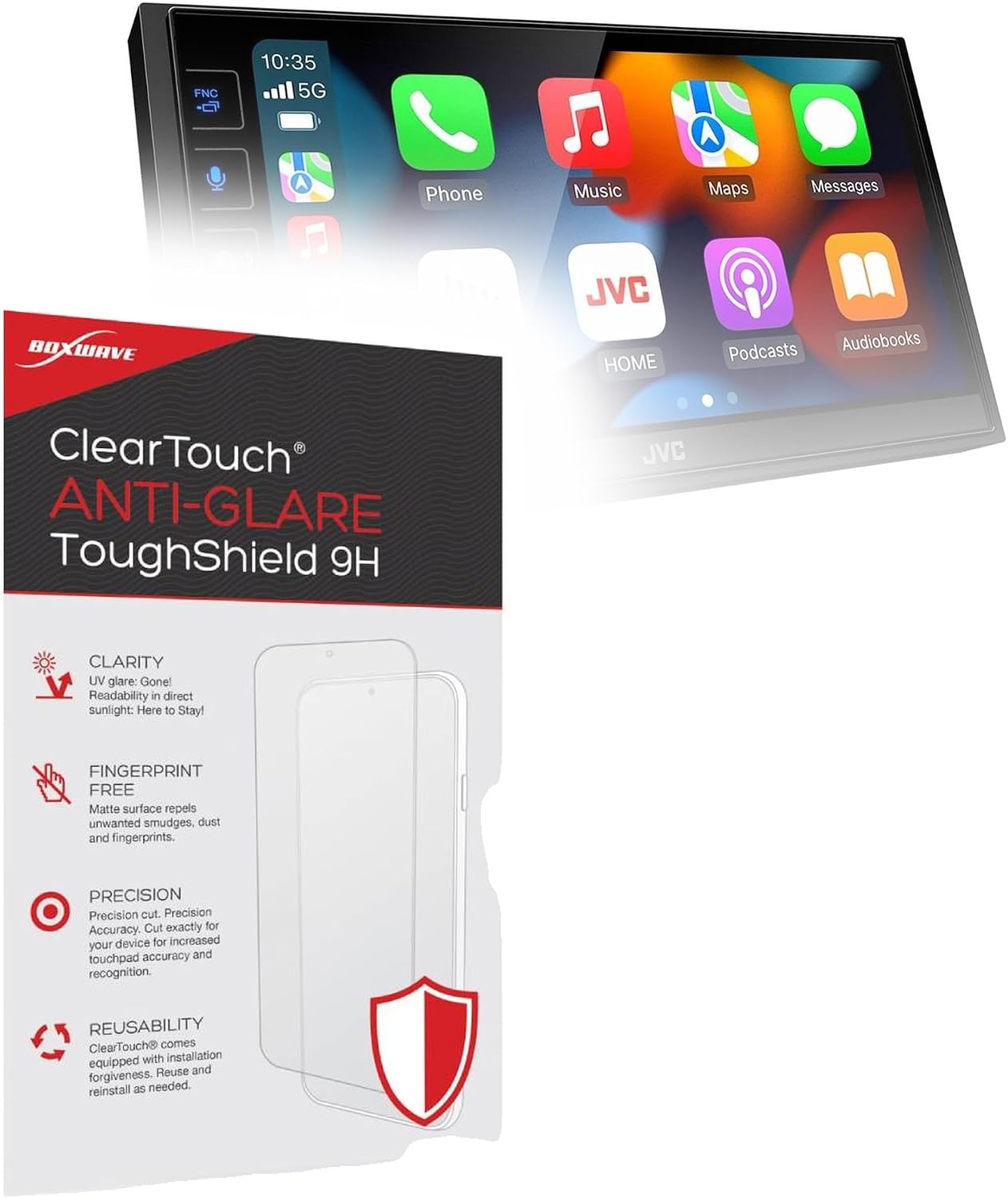 BoxWave Screen Protector Compatible with JVC KW-M780BT (6.8 in) - ClearTouch Anti-Glare ToughShield 9H (2-Pack), Anti-Glare 9H Tough Flexible Film Screen Protector