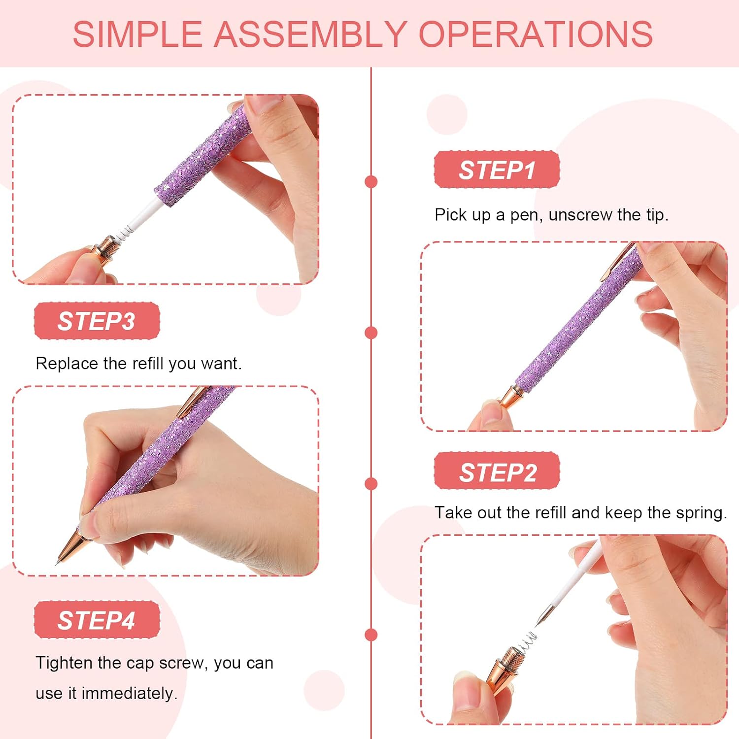 2 Pieces Weeding Pen Vinyl Pen Pin Weeding Tool Fine Point Weeding Tool Glitter Metal Vinyl Air Release or Car Puncturing Installation Retractable Craft Vinyl Tool for DIY (Purple, Pink)