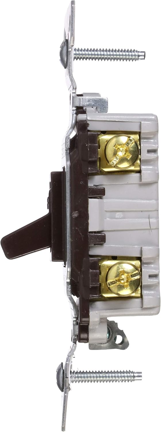 Eaton CSB115STB-SP-L 15-Amp, 120/277-Volt/AC Commercial Specification Grade Single Pole AC Toggle Switch, Brown