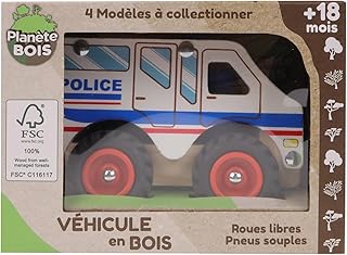 PLANETE BOIS - Véhicule Utilitaire - FSC - 052470-1 pièce - Modèle Aléatoire - Bois - Jeu pour Enfant - Voiture - Jouet Durable - 12 cm x 8 cm - À Partir de 18 Mois