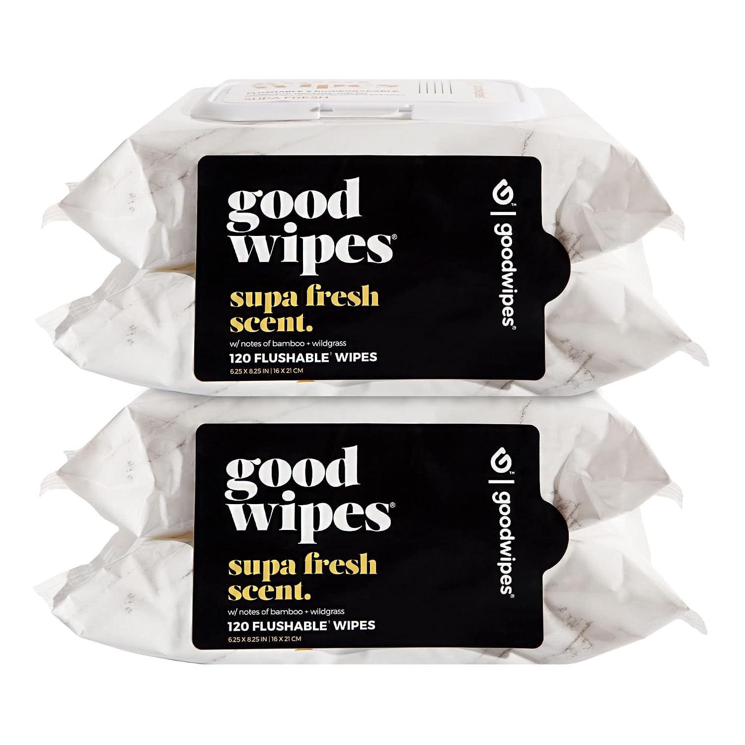 Goodwipes Flushable & Plant-Based Wipes with Botanicals | Dispenser for At-Home Use | SupaFresh with Aloe Septic and Sewer Safe | 240 count (2 Packs of 2) - Biggest Adult Wipes