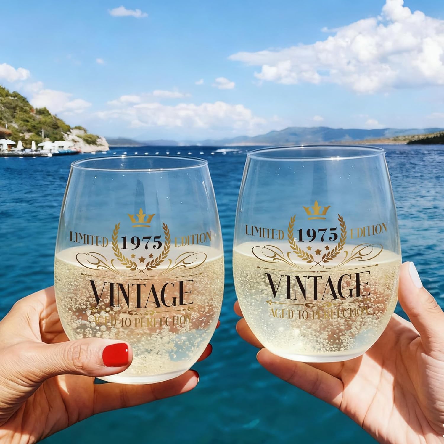 50th Birthday Glass Gifts for Women, Funny 15oz Vintage 1975 Wine glass for Her, Unique Turning Fifty Years Old Bday Decoration gift Ideas for her Him Family Mom Dad Husband Wife Friends -13 - Image 6