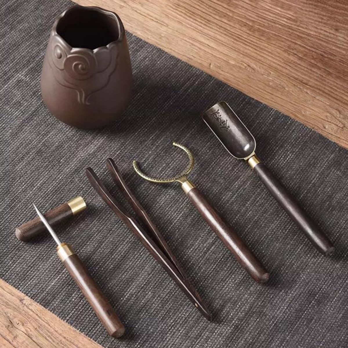 Juego De Té De Cerámica Con Bandeja Y Pequeños Utensilios, Taza De Té Para Los Aficionados Al Té, Uso Doméstico, Oficina, Fiestas, Viajes, Excursiones Y Restaurantes ( Color : /Brown , Size : A )
