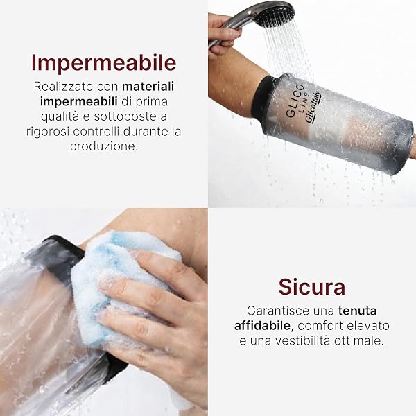 Glico Line Copertura Braccio Impermeabile per Doccia, Protezione PICC e Medicazioni Gomito e Avambraccio, Riutilizzabile con Panno Dedicato, Adulto - 5