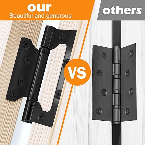 Miniatura 6 de 7 pares de 14 bisagras de puerta de 4 x 3 pulgadas, bisagras de puerta de acero inoxidable con tornillos de montaje para puertas, color negro,