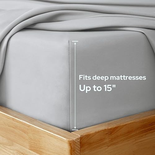 Miniatura 3 de HOMEIDEAS - Juego de sábanas de microfibra cepillada extrasuave, sábanas de cama de 1800 hilos, 15 pulgadas (38.1 cm), gran profundidad,