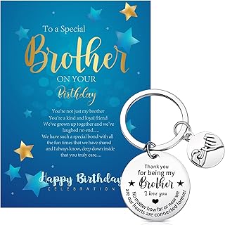 Yaomiao Brother Birthday Card Brother Keyring with Love Envelop Brother Gifts from Sister Brother Thank You for Being My Brother Happy Birthday Gifts