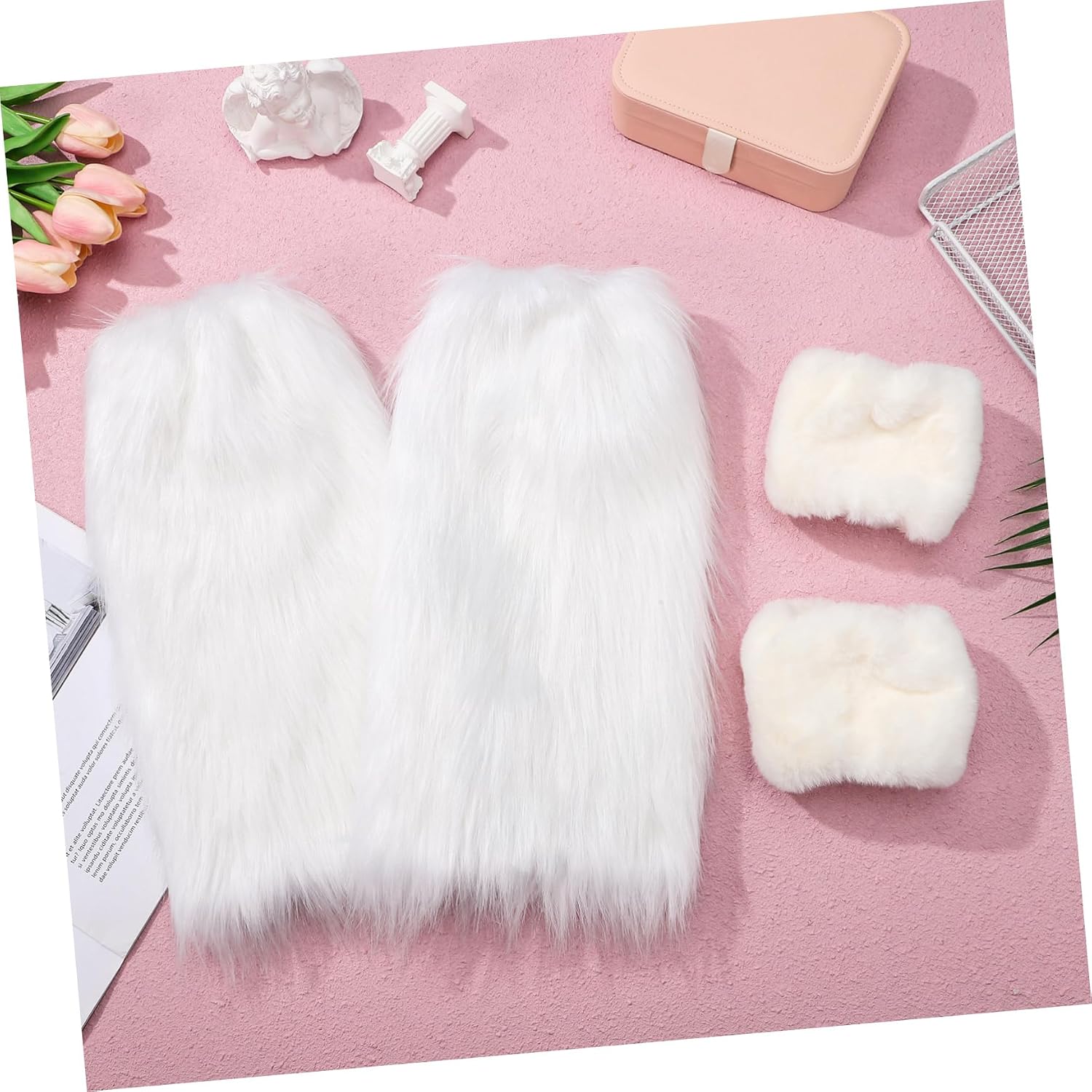 OUNONA 1Set Plush Furry Costume Accessories Fluffy Leg Warmers Wrist Covers for Christmas Cosplay Luxurious Comfort with Proper Elasticity Versatile Styling for Special Occasions