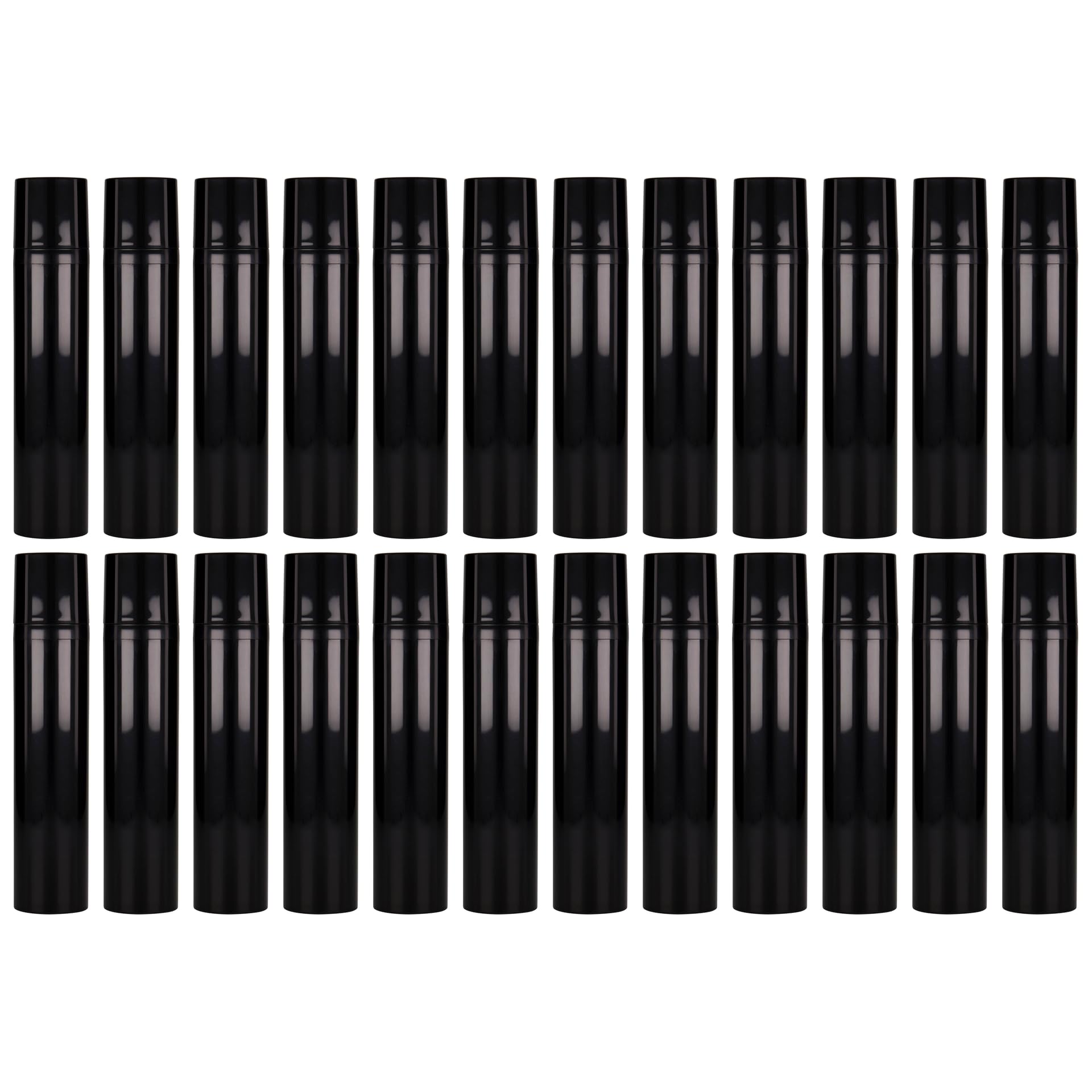 Zestaw 24 bezpowietrznych dozowników Mezzo 100 ml z polipropylenu w kolorze czarnym do kremów, maści i produktów do pielęgnacji