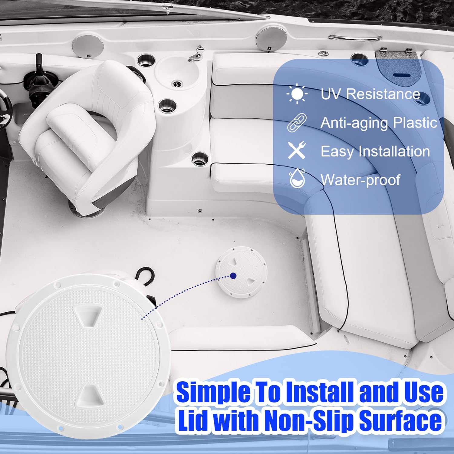 Landical 3 Pack Boat Hatch Circular Non Slip Inspection Hatch Boat Detachable Deck Hatch Cover with 18 Attached Screw Boat Parts for Marine Yacht RV Truck Vent Accessories