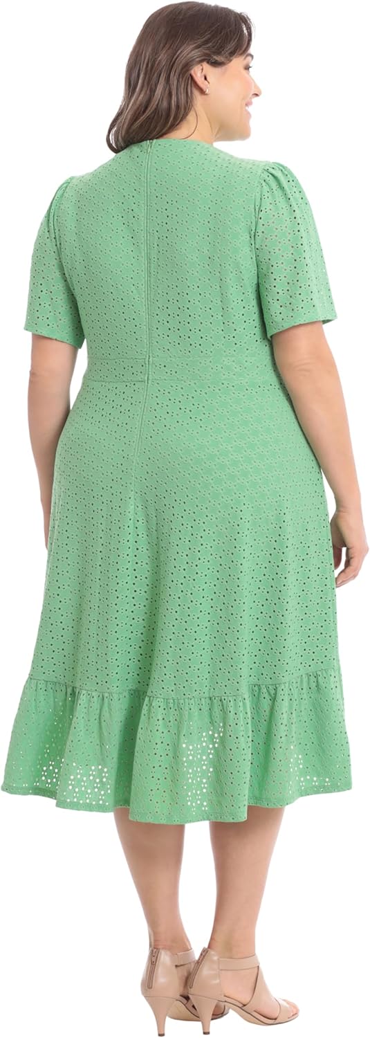 London Times Womens Short Sleeve Ruffle Wrap Dress