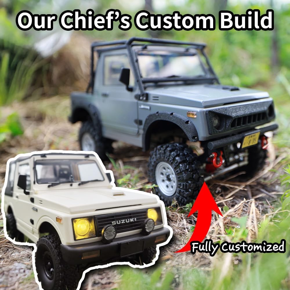 WPL C74-1 Suzuki Jimny 1/10 Scale RC Car [Official Licensed JA11 Soft Top Style (Hard Shell)] 4WD Off-Road Crawler with Working LED Lights Authentic Detail Gift C74-1