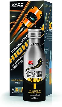 XADO Highway - Oil Additive for Car Engine - High-Mileage Motor Revitalizant Restore Treatment - for Gasoline, Diesel and LPG Engines, Worn Metal Parts Repair - Atomic Metal Conditioner Bottle 7.5oz