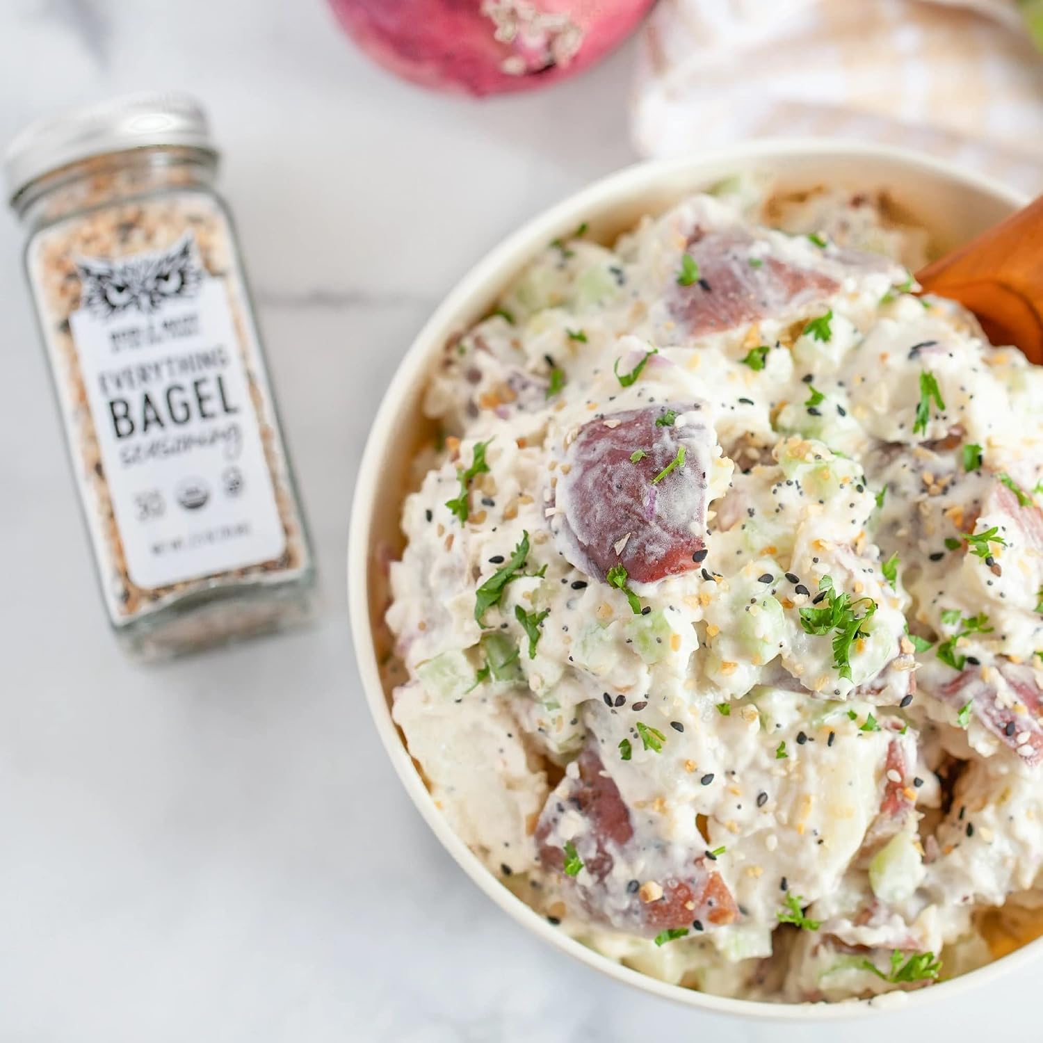 Noble Made Organic Everything Bagel Seasoning, Garlic, Onion, Sesame Blend, Keto, Gluten Free, Organic, Low Sodium, Popcorn Seasoning, 2 Glass Shakers
