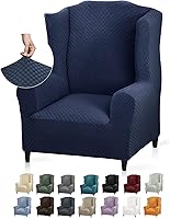 Vista 31 de YEMYHOM Funda elástica para silla de ala de 1 pieza con el último diseño de jacquard, protector antideslizante para muebles con varillas de espuma