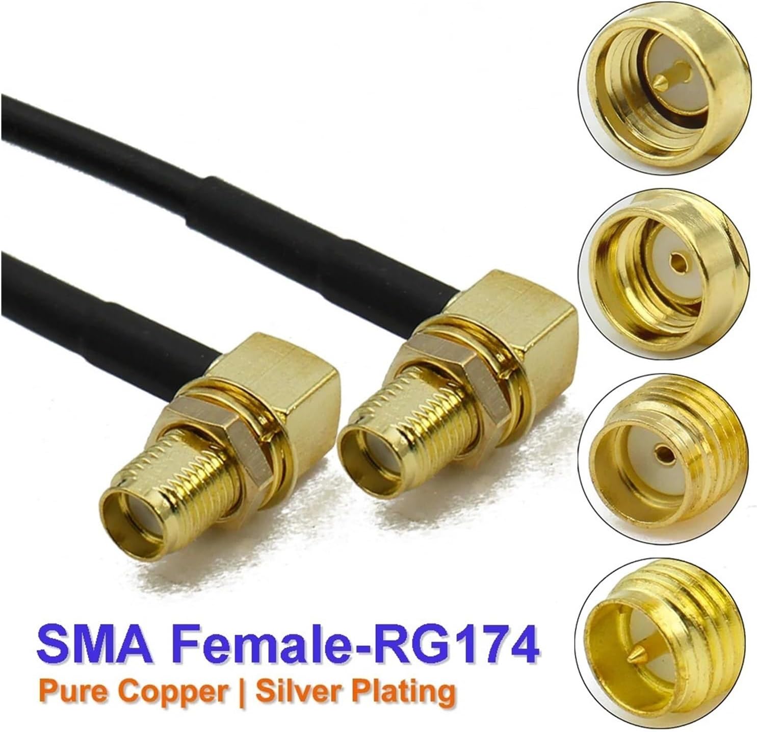 SMA RP-SMA オス - メス 直角延長ケーブル 銅フィーダーワイヤ WiFi ネットワークカード RG174 ルーターアンテ