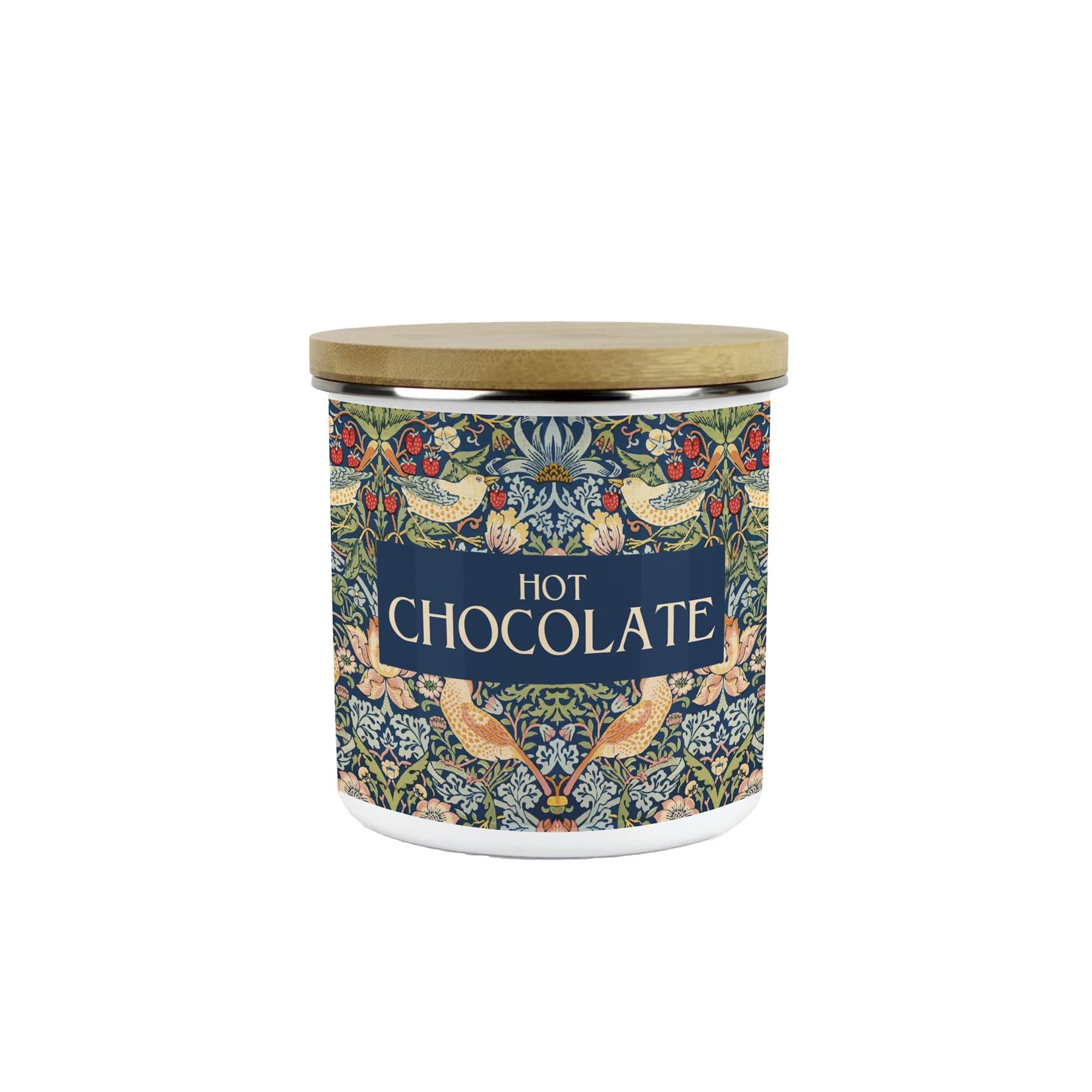 Purely Home Blue Strawberry Thief Hot Chocolate Storage CanisterMorris Inspired Tapestry Artwork Gift Medium Enamel Kitchen Container from B&Q