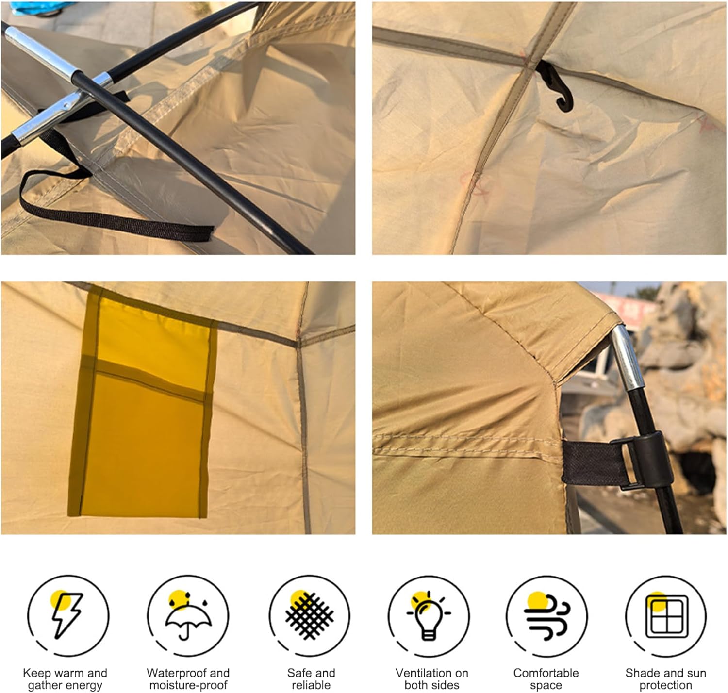 Pop-Up Changing Tent Water & Sun Proof 190T Foldable 47x47x75 Shower Tent with Inner Pocket, Zippered Window & Door Portable for Camping, Hiking, Outdoor Privacy
