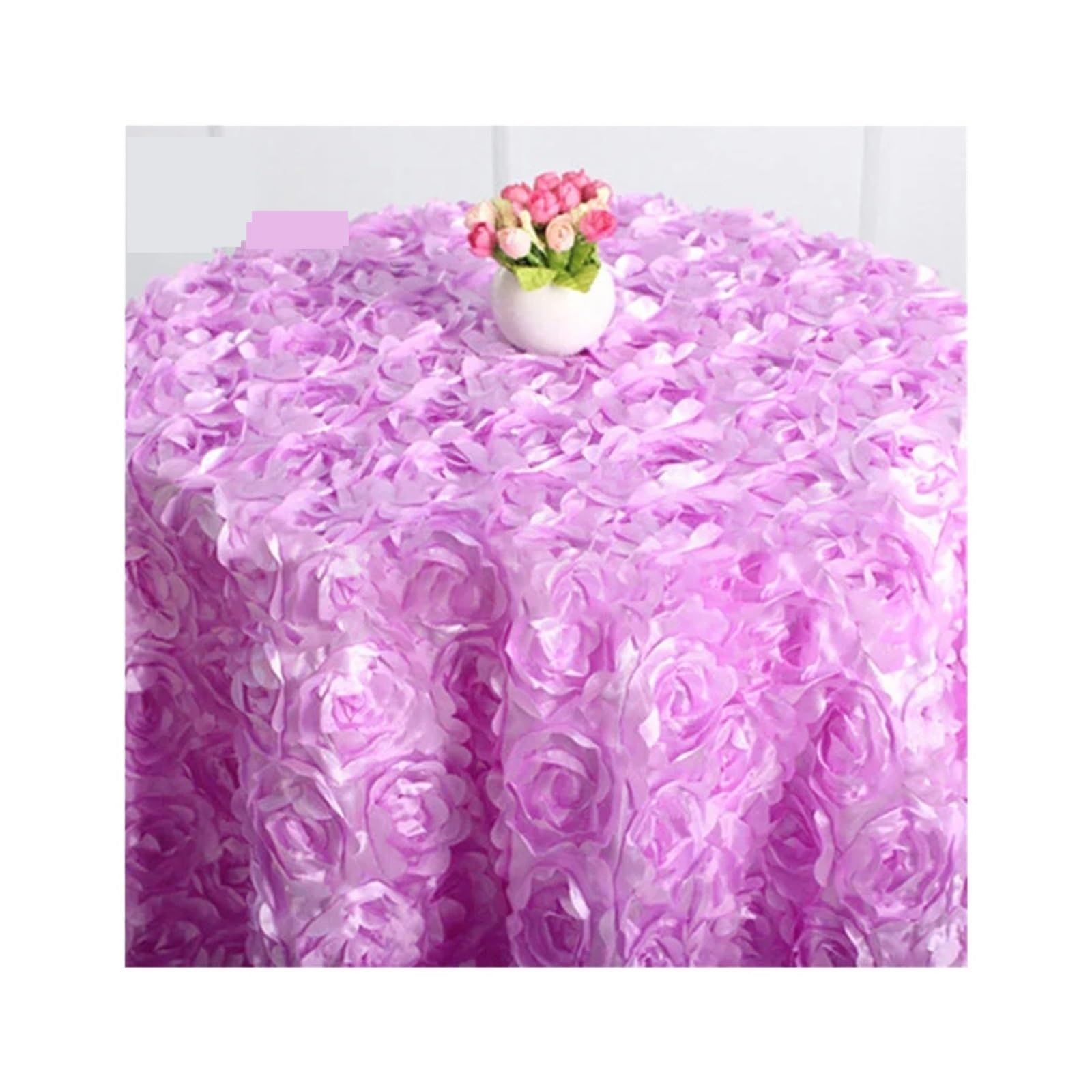 SHENJMAI Round Skirt Tablecloth Three Dimensional Rose Tablecloth, Petal Wedding, Modern Hotel(12)