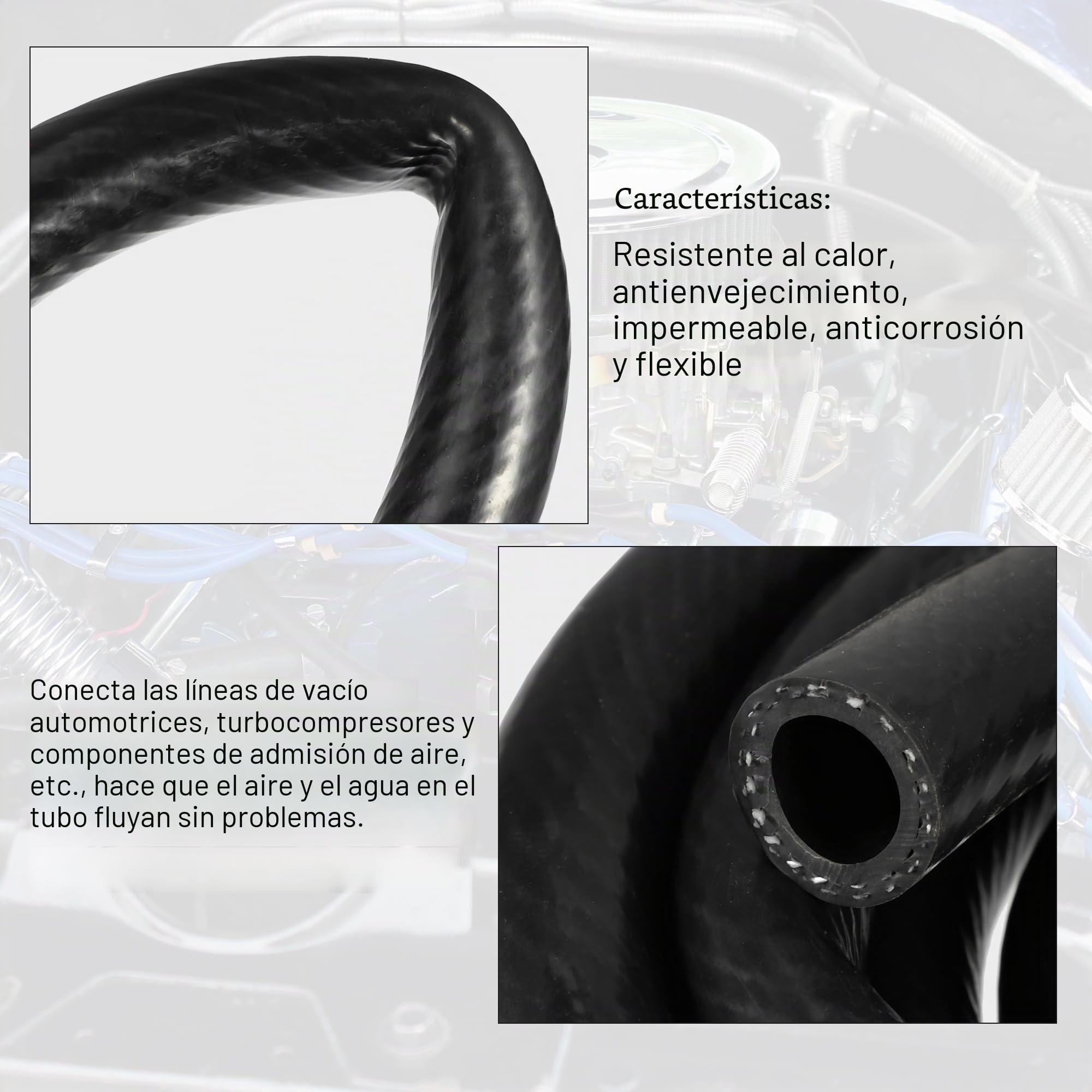 QUARKZMAN Tubo De Vacío De Silicona Negro 18Mm 1Pc Para Coche | Diámetro Interior 18Mm,Diámetro Exterior 26Mm,Longitud 1M,Para Benz,Para Audi,Para Toyota,Para Nissan,Para Mazda