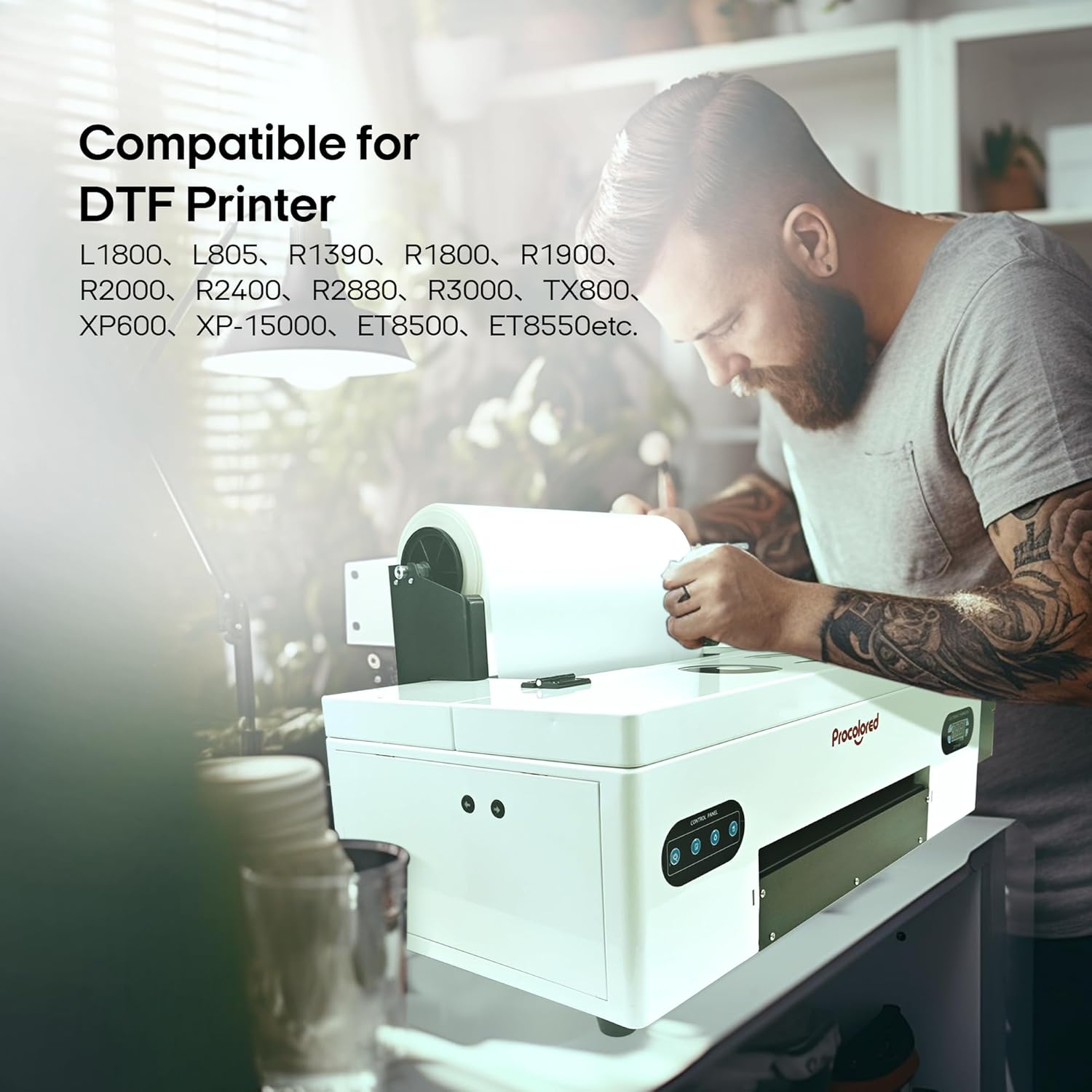 Procolored Direct to Transfer Film Ink (250ml*6(W,CMYK,Print Head Protection Fluid))