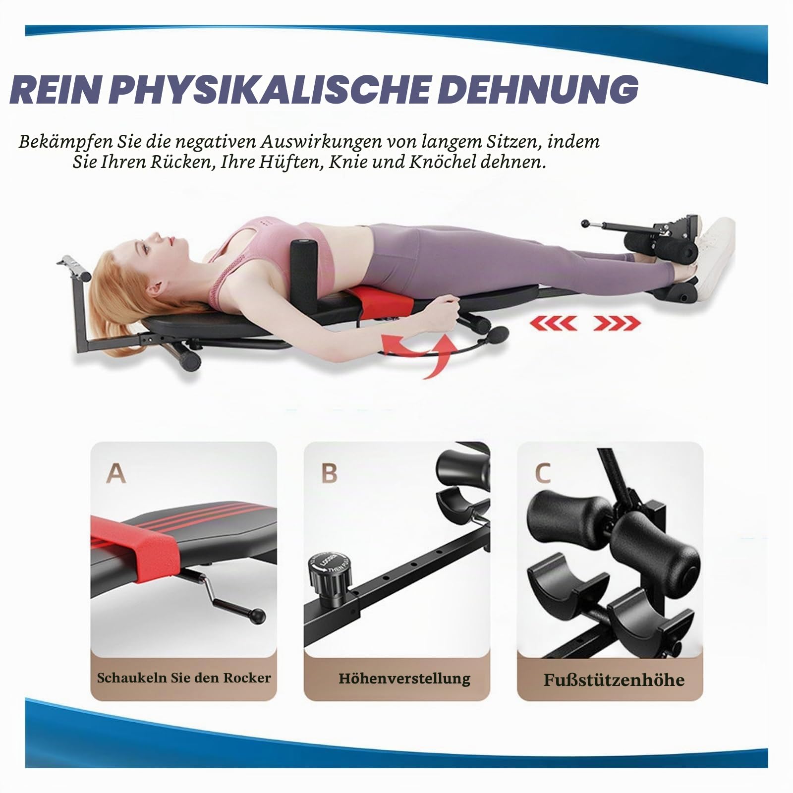 Home Rücken Stretching Zug Bank, Rücken-Stretch-Bank Mit Zervikalen Traktion, Rücken-Stretch-Dekompression Bank, Verstellbare Rücken-Stretch-Maschine, 330 Lbs Kapazität