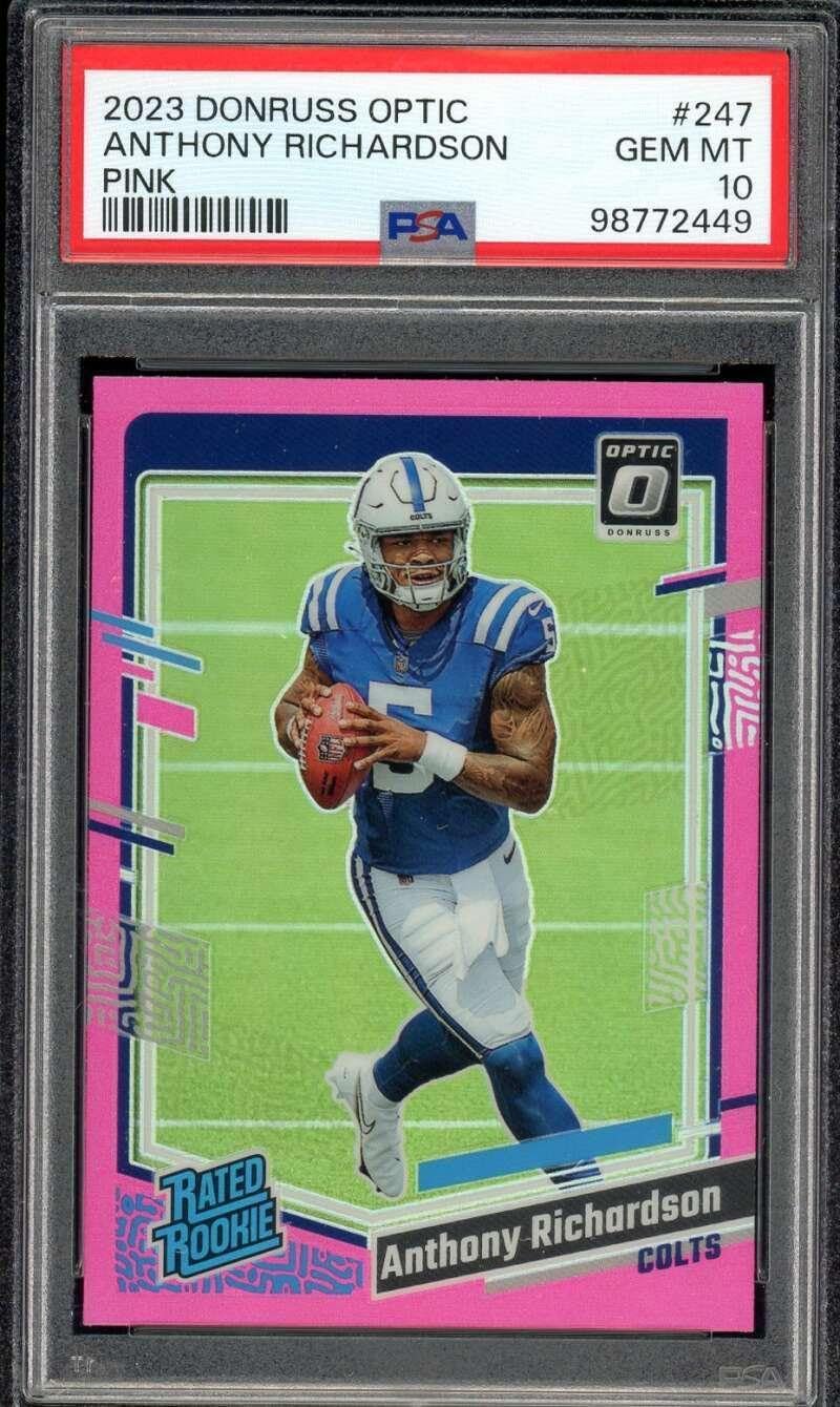 Anthony Richardson Rookie Card 2023 Donruss Optic Pink #247 PSA 10 - Unsigned Football Cards