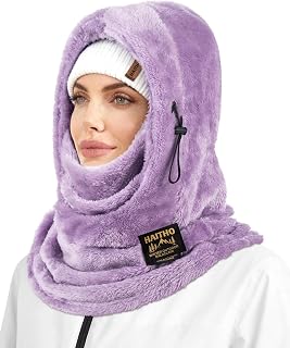 Ski Mask Balaclava for Women Men, Winter Full Face Mask Hooded Scarf for Cold Weather, Warm Fleece Head Cover Neck Warmer