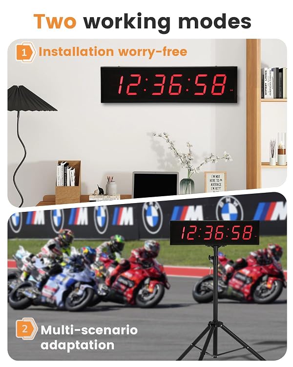 27 Inch Large LED Digital Wall Clock, Oversized Display & Retractable Stand - Giant Countdown Timer, Big Digital Clock, 12/24H Huge Timer for Wall Mount or Desk Use in Home Gym, Office, Kitchen by Mariocsa - Image 3