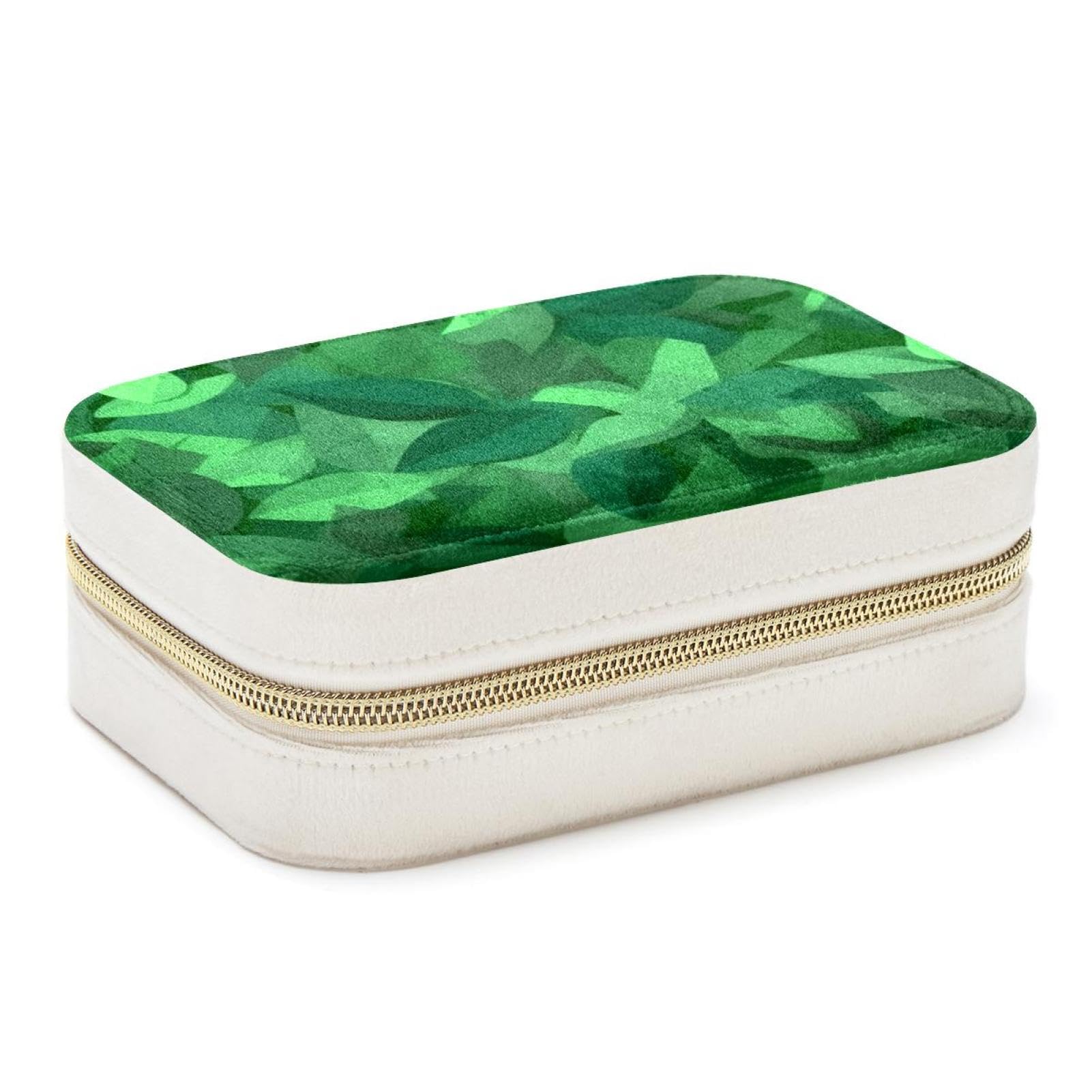 Organiseur de bijoux de voyage haut de gamme élégante boîte feuillage vert