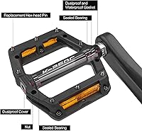 Vista 7 de Pedales de bicicleta de montaña con reflectores, pedales de carretera/MTB, pedales de plataforma de fibra de nailon ligero de 9/16 pulgadas para BMX