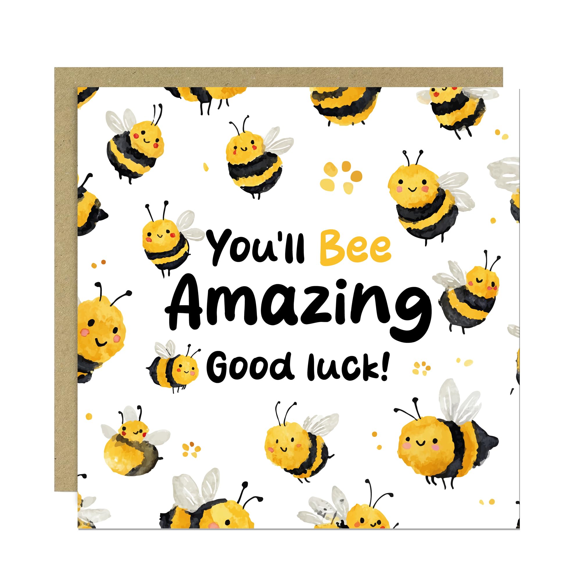 RED OCEAN Funny Good Luck Card for New Job Exams Farewells You'll Be Amazing Bee Great Card For Colleague Student Friend Couple With Kraft Envelope