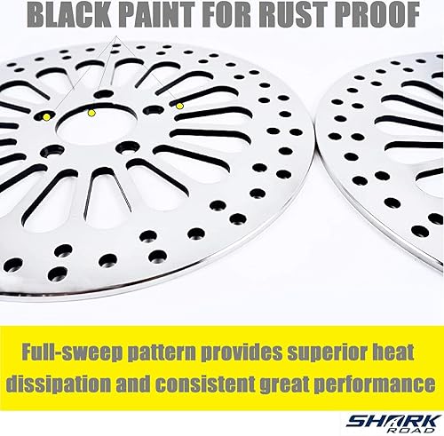 Miniatura 3 de SHARKROAD 2 rotores delanteros para sistema de frenos Harley Davidson, dos rotores delanteros de 11.5 pulgadas para rueda delantera Harley Touring